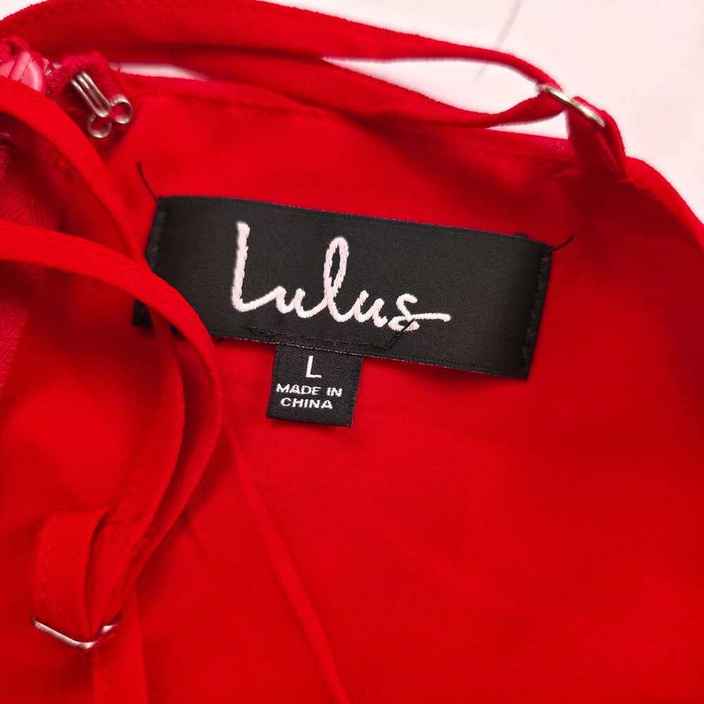 Lulus Maxi Dress Womens L Red Ruched High-Low Hem Square Neck Adjustable Straps‎ - Picture 4 of 16